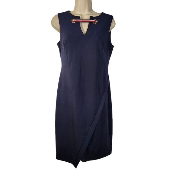 Tommy Hilfiger Dress Sleeveless Shift‎ Short Pleated Nautical Logo Navy Blue 4 - Picture 16 of 16